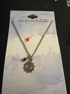 Inspire Gold Sun Eye Pendant Necklace with Black Accent Bead
#38